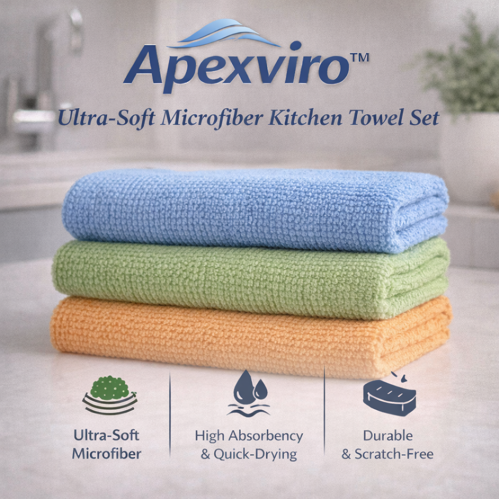 Apexviro™ Ultra-Soft Microfiber Kitchen Towel Set